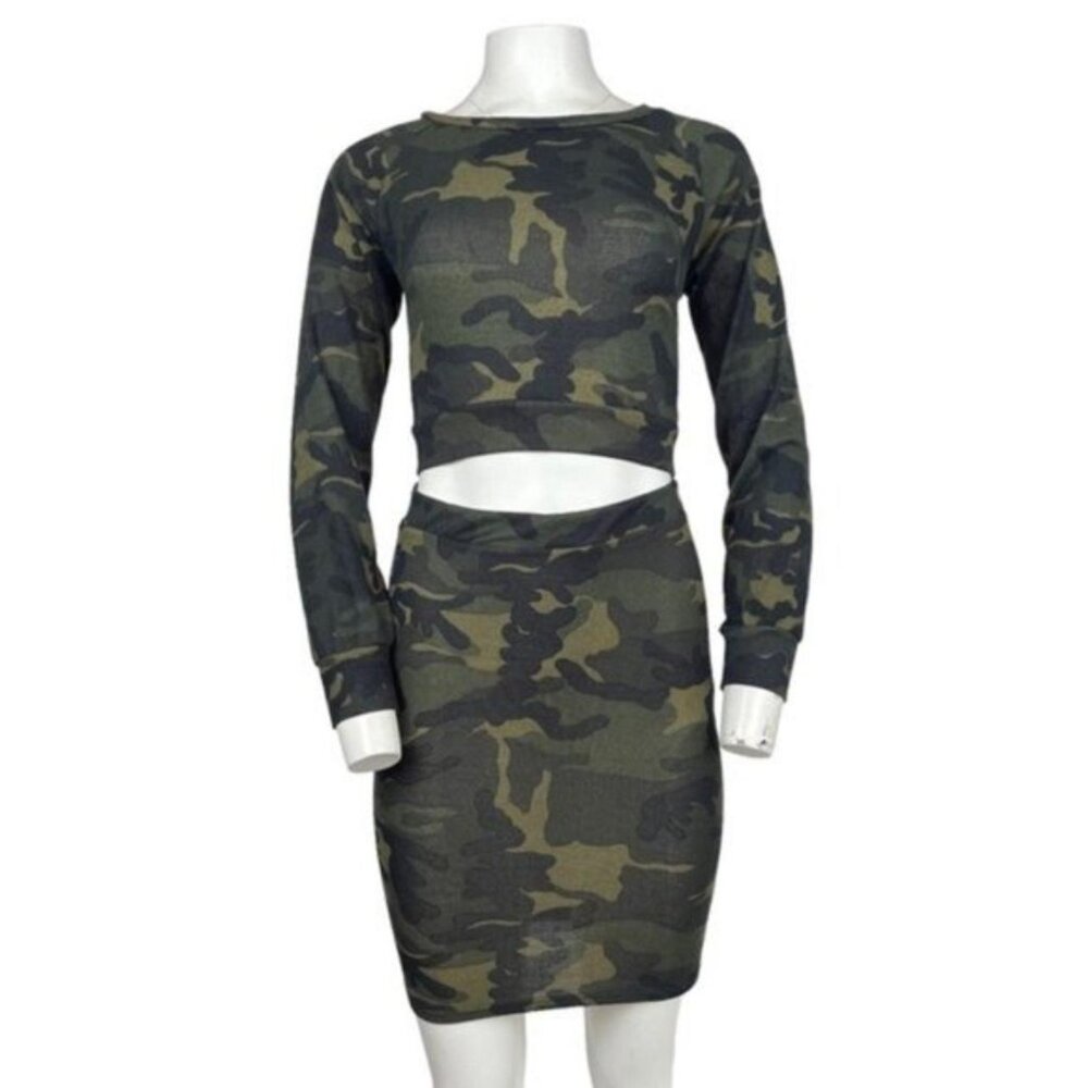 NWT Olive Camo Lace Back Skirt Set Small - Picture 3 of 7